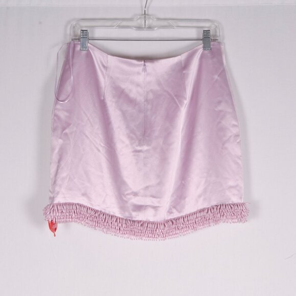 Cinq à Sept Doris Beaded-Hem Satin Miniskirt in Wisteria - Picture 6 of 6